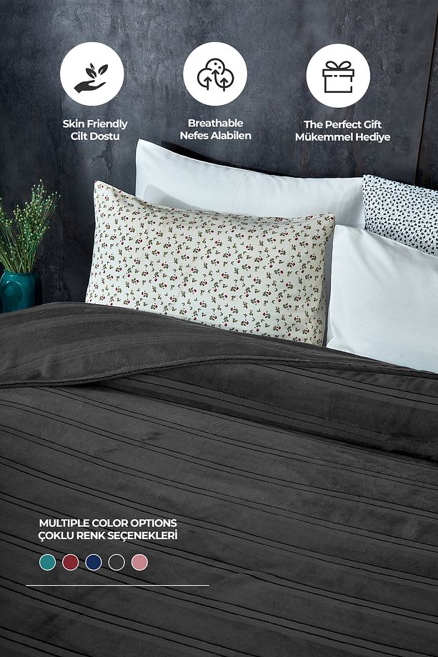 Mayer Supersoft Yumuşak Tek Kişilik Battaniye 150x230 Cm Yatak Örtüsü Antrasit - 4