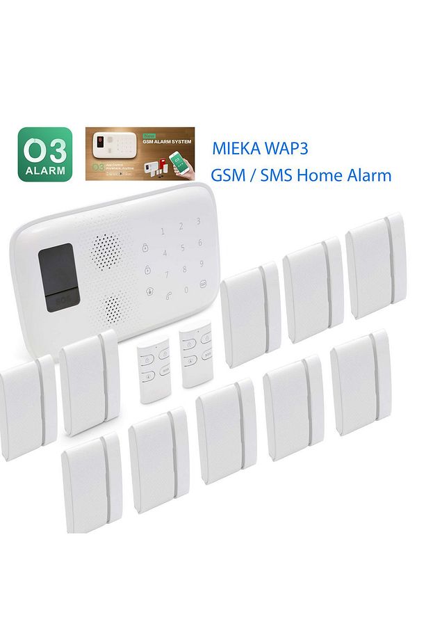 MIEKA MIE-WAP3 GSM / SMS Hırsız Alarm Sistemi Seti , 10 Manyetik Kontak , 2 Uzaktan Kumanda - 1