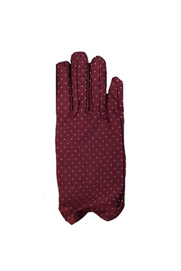 Burgundy Color Dotted Children's Gloves (K0)