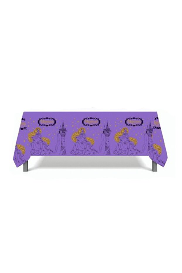 Yellow Rapunzel Themed Girl Long Hair Tablecloth
