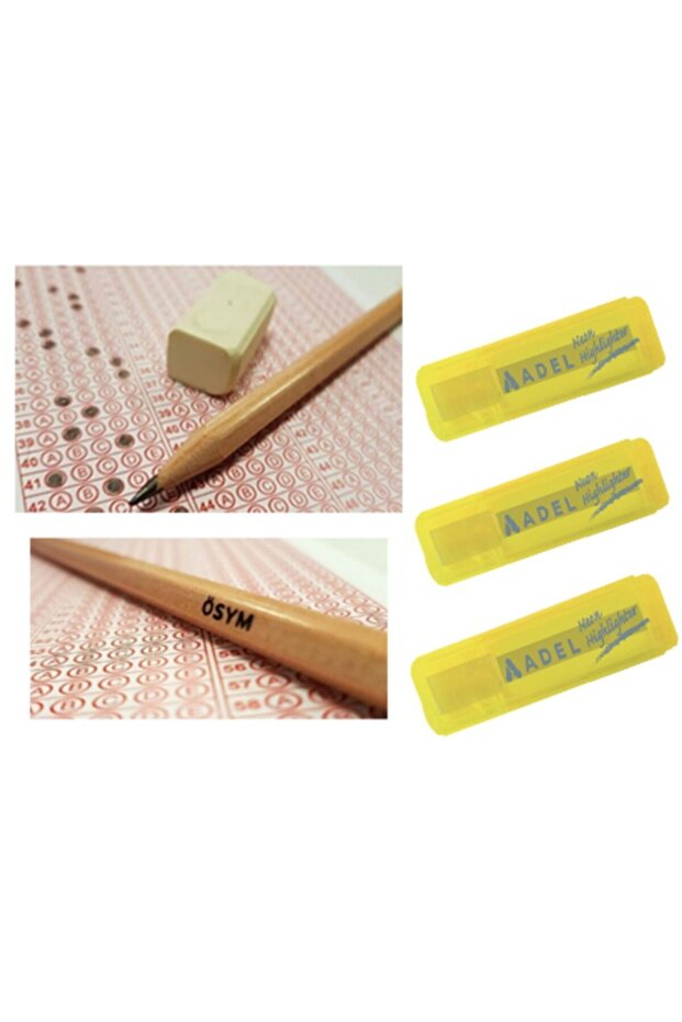 Adel Highlighter 3 Pieces Yellow Color Faber-castell Natural Ösym Pencil 30" 2.5b