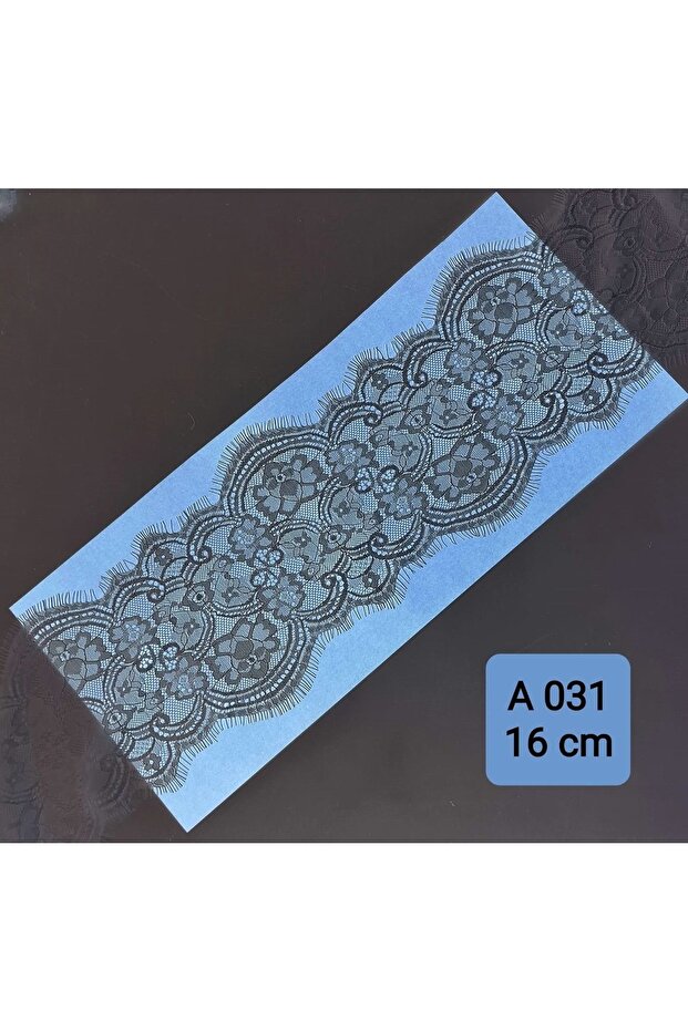 دانتيل ملتحي (كود A031) عرض 16 سم طول 3 متر أسود - إكرو