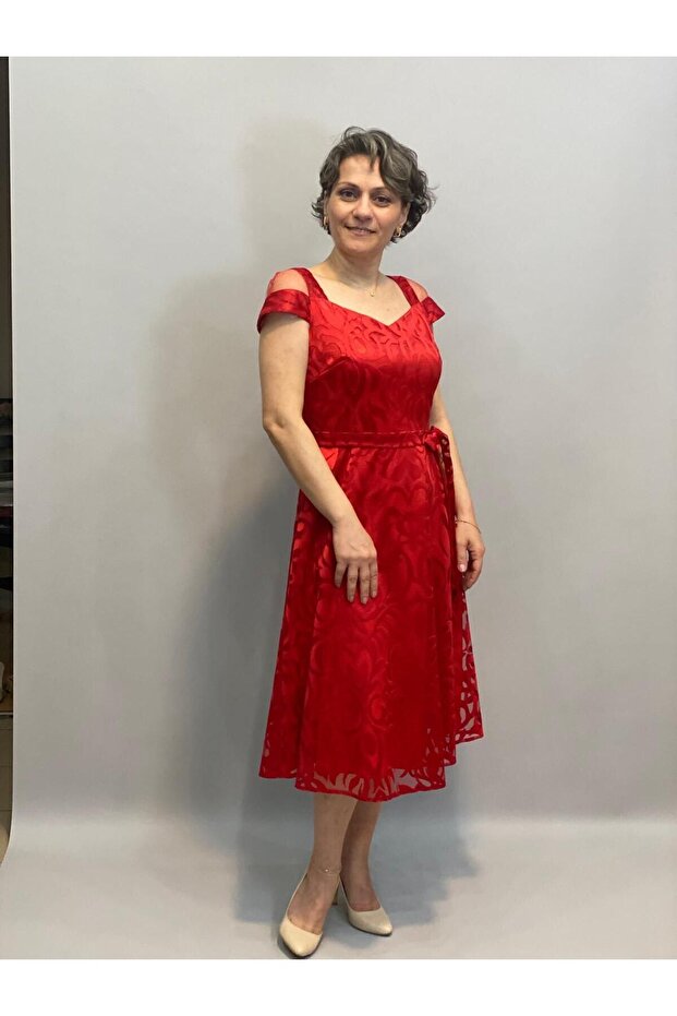 BEŞGEN YAKA TÜL ELBİSE - 4