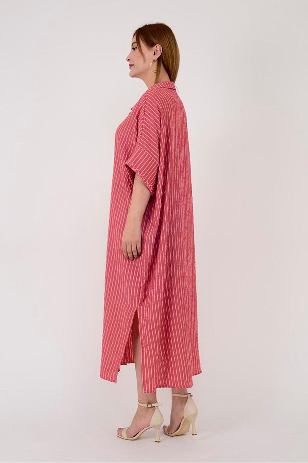 Adn001 Blunt Çift Yırtmaç Oversize Elbise - 4