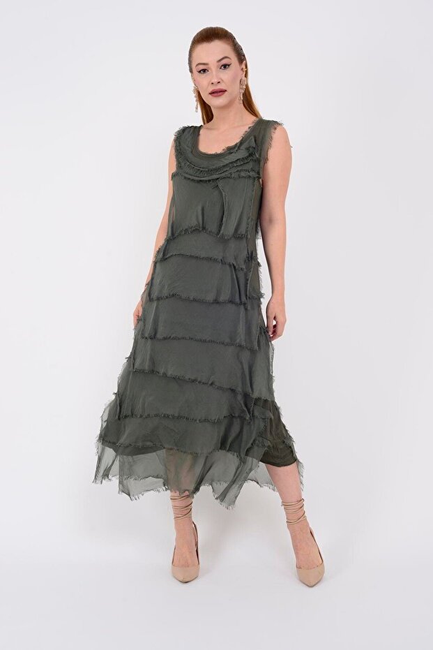 2031 Kat Kat Ipek Elbise - 1