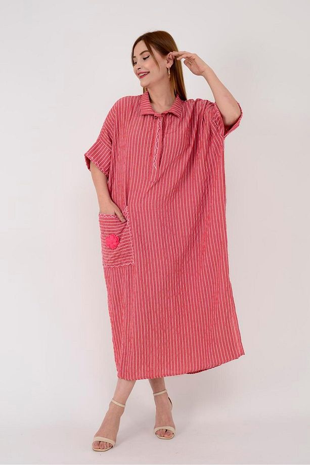 Adn001 Blunt Çift Yırtmaç Oversize Elbise - 5