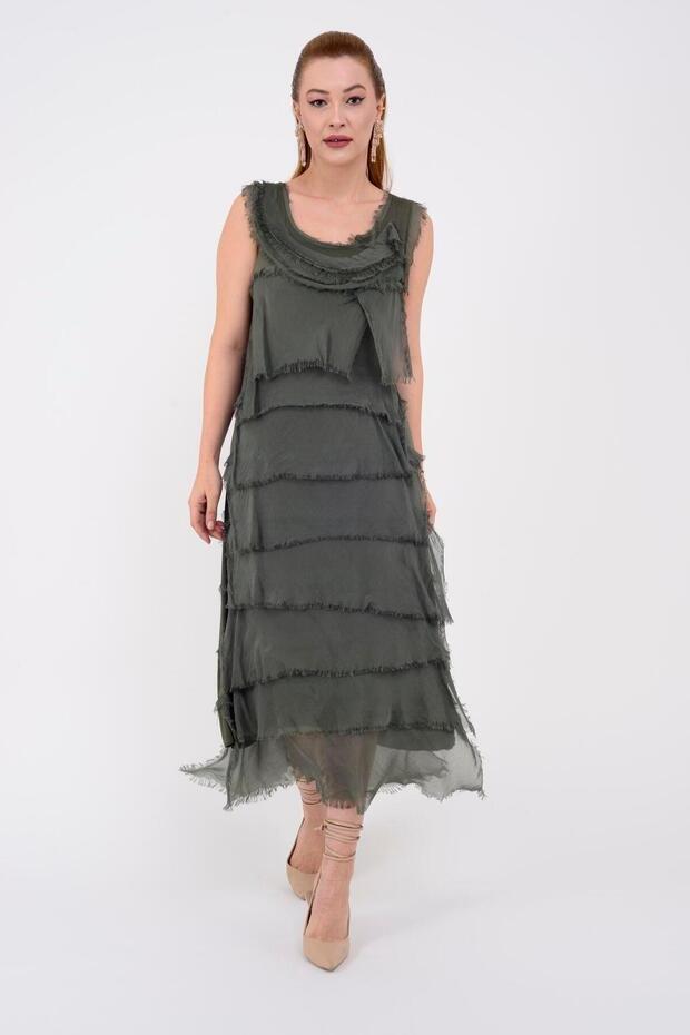 2031 Kat Kat Ipek Elbise - 6