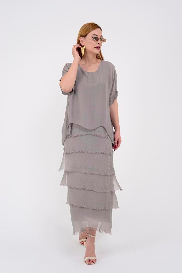 2388 Kat Kat Ipek Elbise - 4