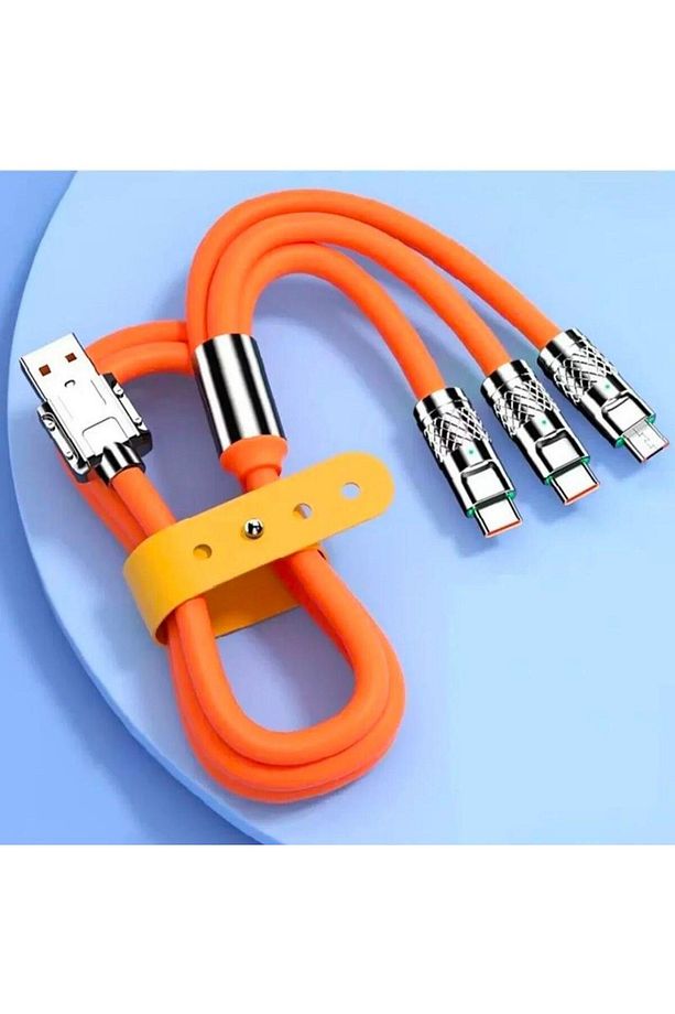 ® 3 in 1 Type-C + Micro Usb + Lightning Hızlı Şarj Kablosu Silikon Kablo 1 Metre Opp Ambalaj - 3