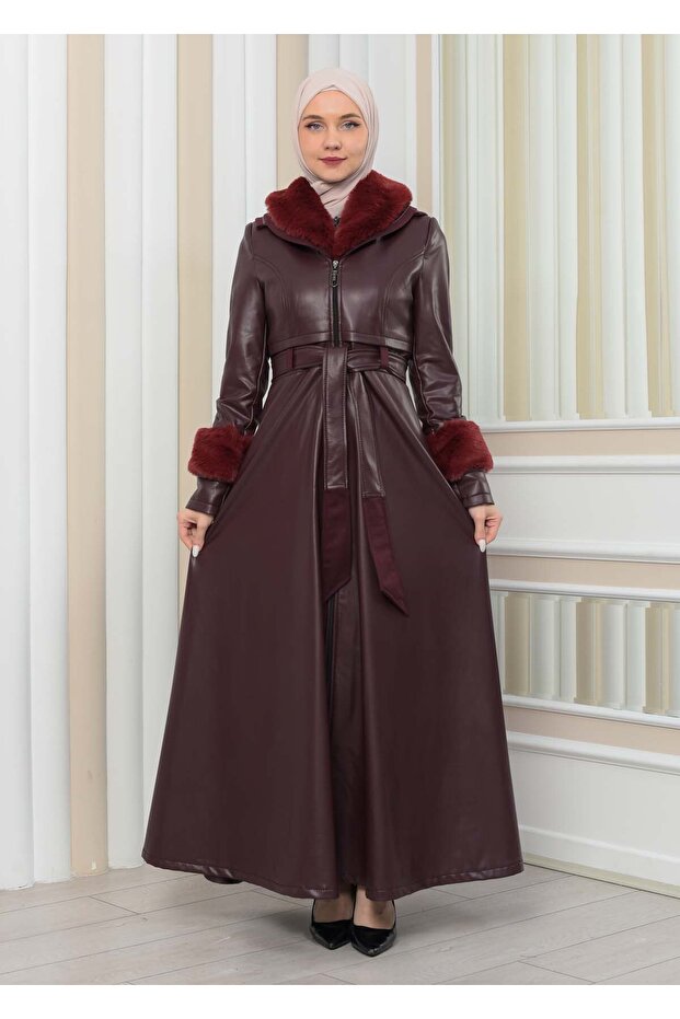 HOODED FUR SLEEVE WITH KERMER LEATHER COVER 1349
