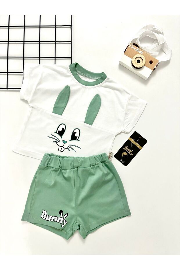Baby Girl Rabbit Print Summer Shorts Set