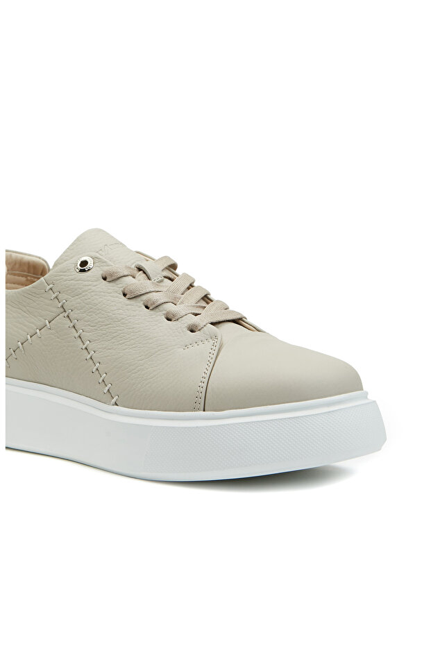Bej Kadın Deri Sneaker - 6