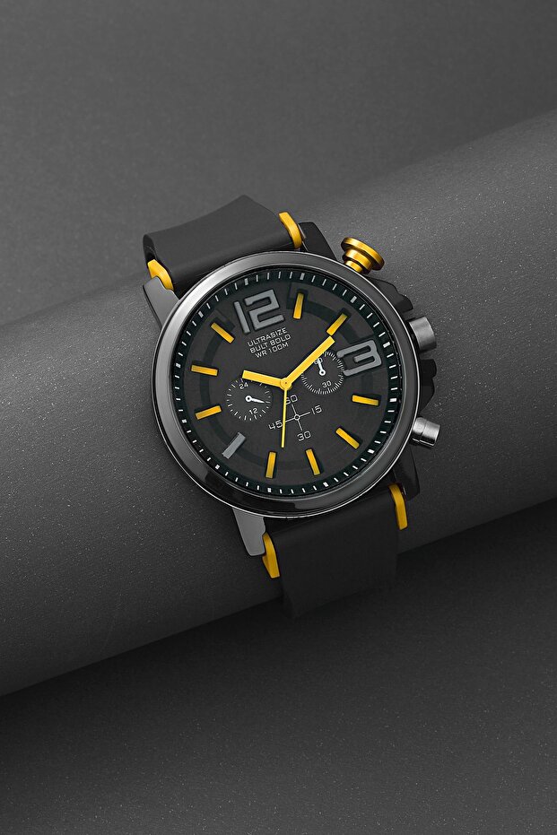 Unisex Black Yellow Wristwatch