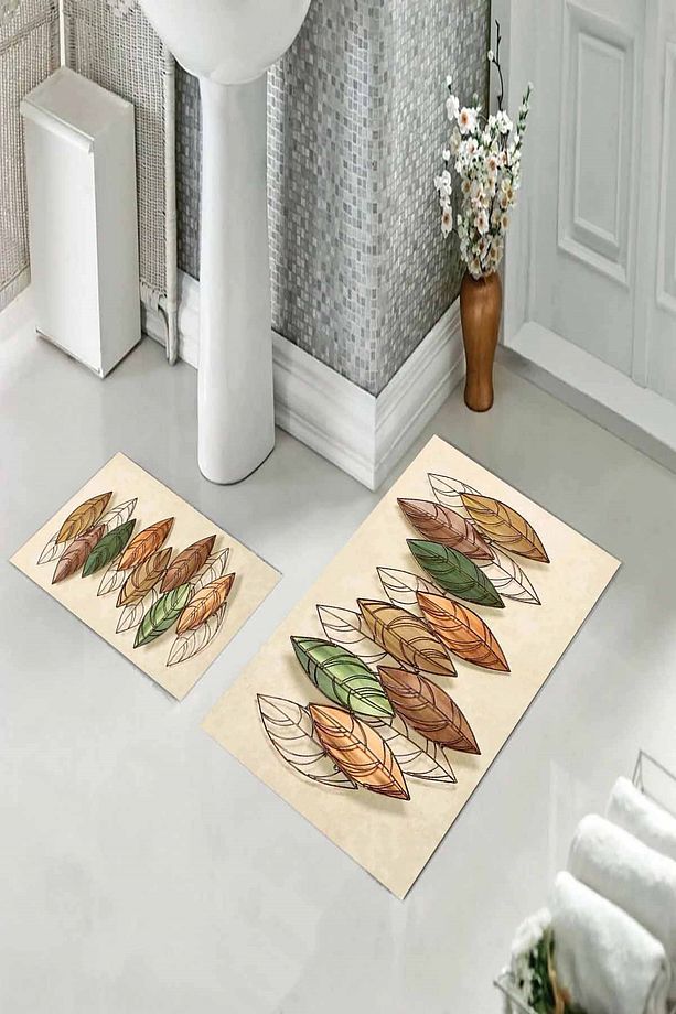 Banyo Halısı Ikili Klozet Takımı Kaymaz Tabanlı (60 xm x 100 cm + 40 cm x 60 cm) - 2