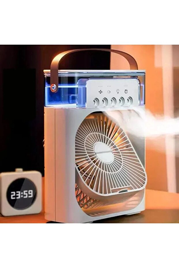 Coverzone Buharlı Mini Hava Soğutucu Taşınabilir Vantilatör Portatif Fan Mobil Sulu Klima 3 Rüzgar Hızı Hr025