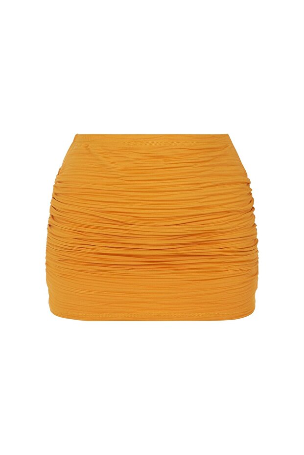 Pleated Burnt Orange Beach Skirt