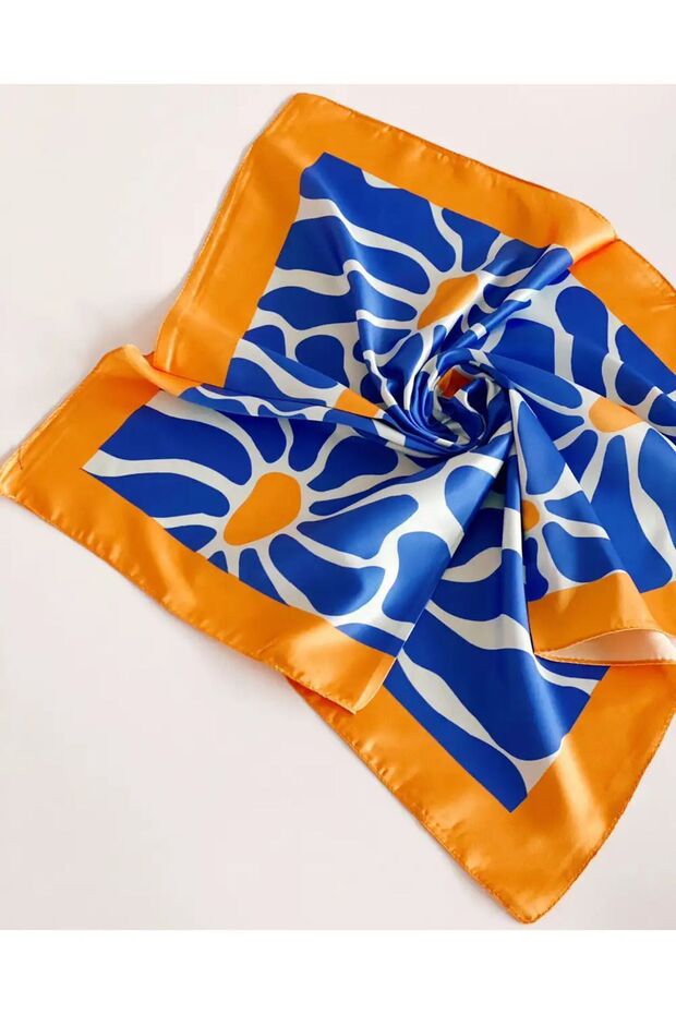 Blue Sunflower Modern Satin Scarf