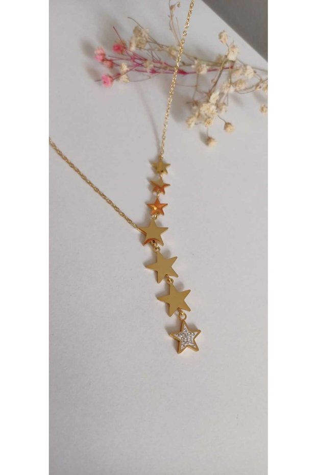 Steel Necklace Women's Star Detail Pendant Necklace 316L Unstable Color Throw 45 cm Anti Allergic