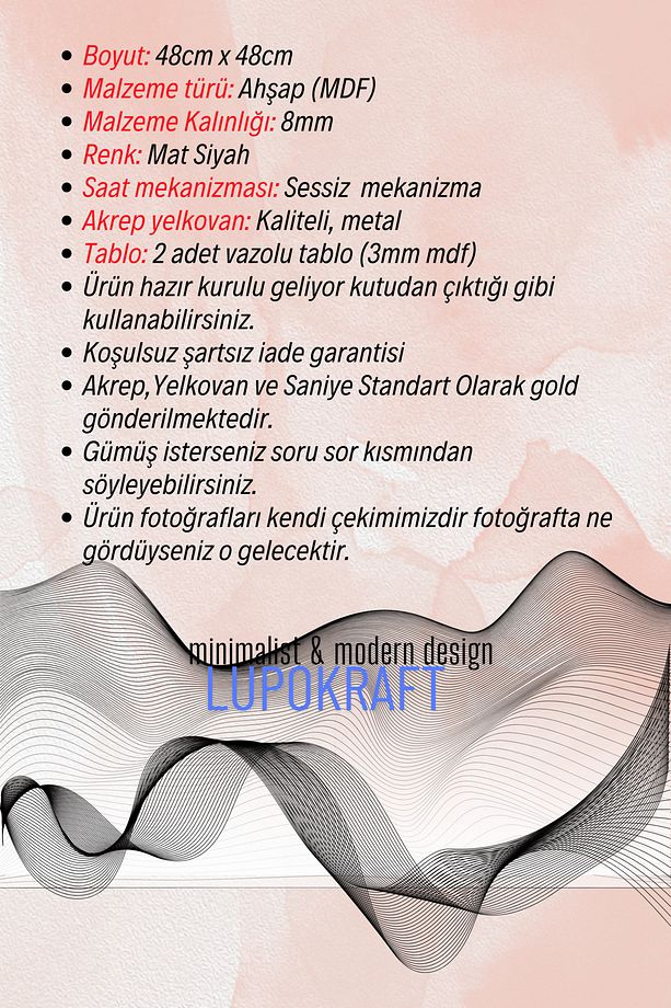Dekoratif Yeni Modern Zosma Ahşap Duvar Saati 48cm - 2
