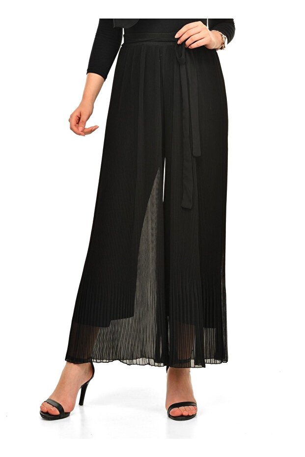 Şifon Piliseli Pantolon - 1