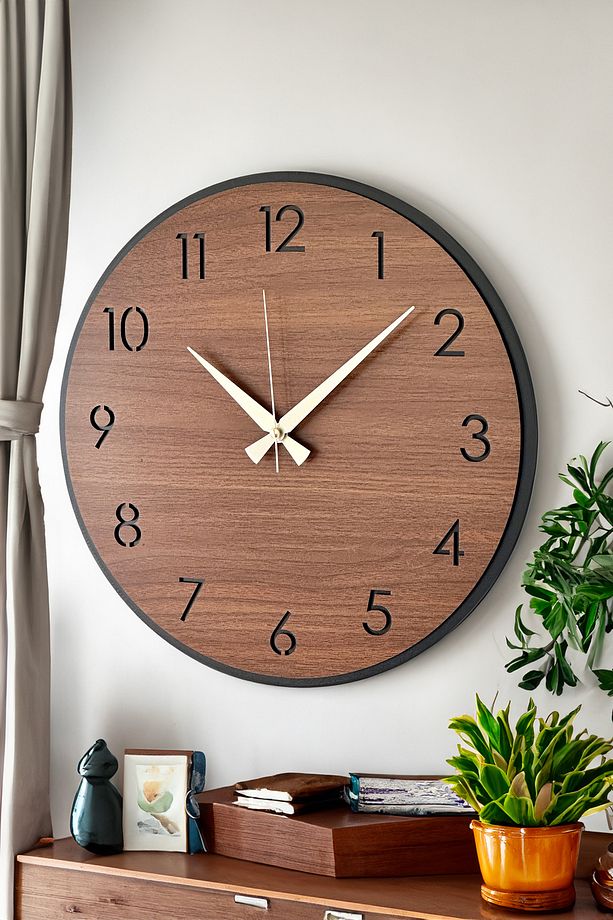 Dekoratif Yeni Modern Regulus Ahşap Duvar Saati 48cm - 1