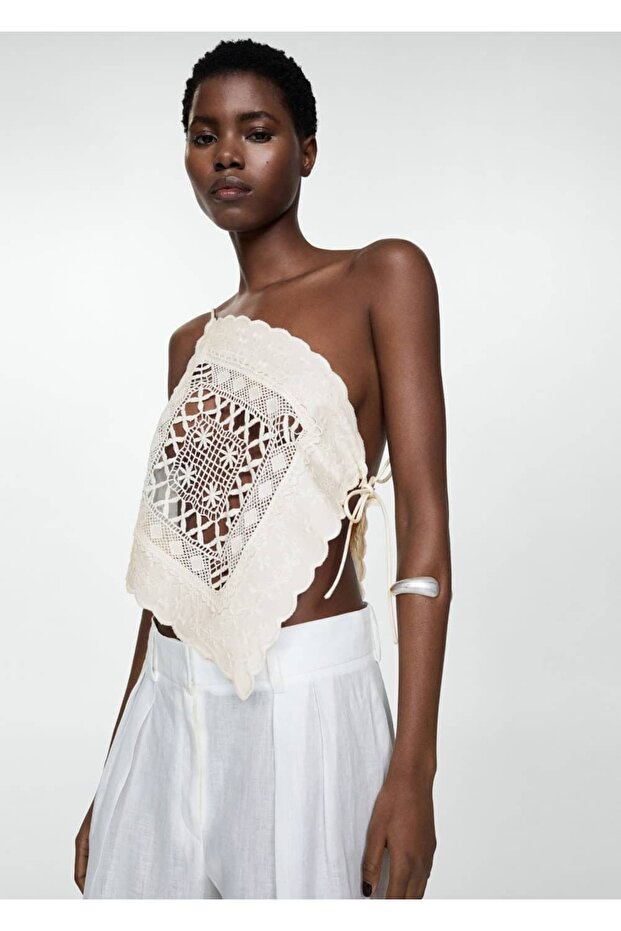 İşlemeli panelli asimetrik bluz - 1