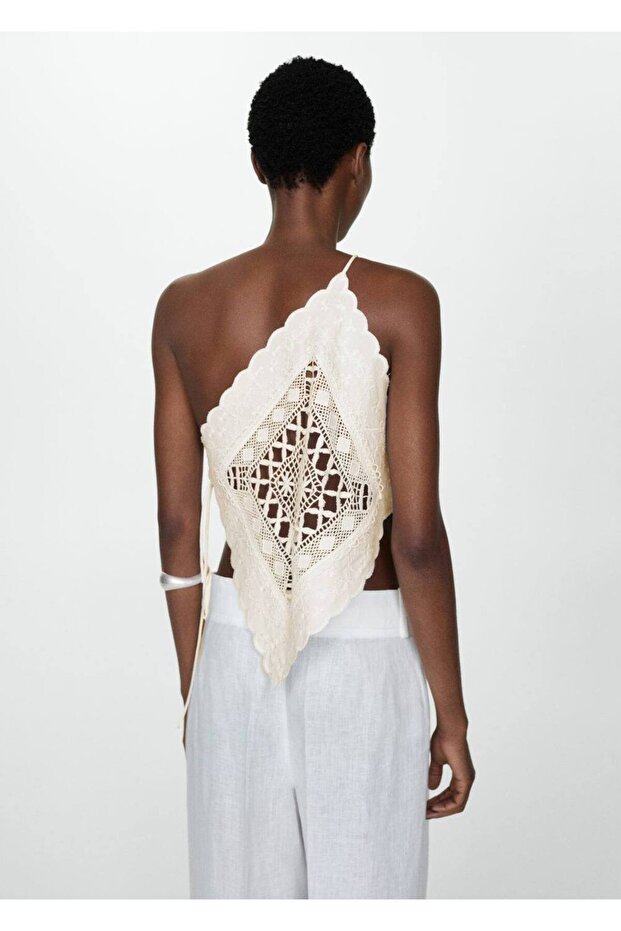 İşlemeli panelli asimetrik bluz - 4