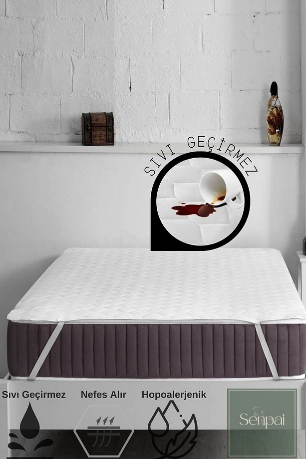 Kapitone-ped Microfiber %100 Sıvı Su Geçirmez Tek-çift Kişilik Köşe Lastikli Alez Yatak Koruyucu - 4