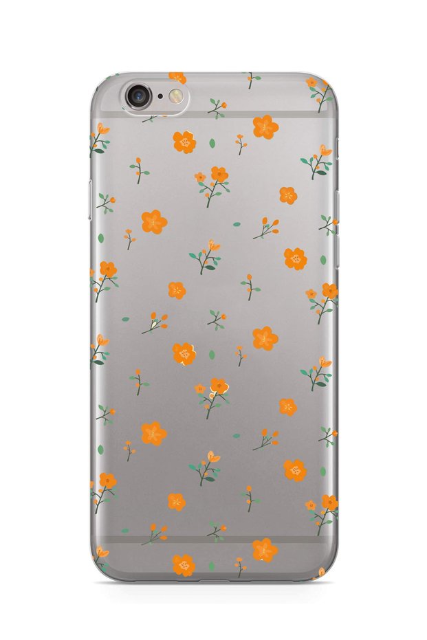 Orange Flowers Design Printed Transparent Phone Case Compatible with iPhone 6 / 6S