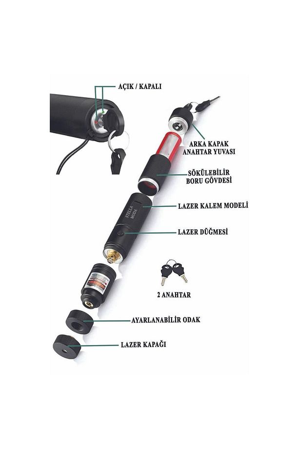 Laser Pointer Şarjlı Güçlü Yeşil Lazer Metal Kasa - 3