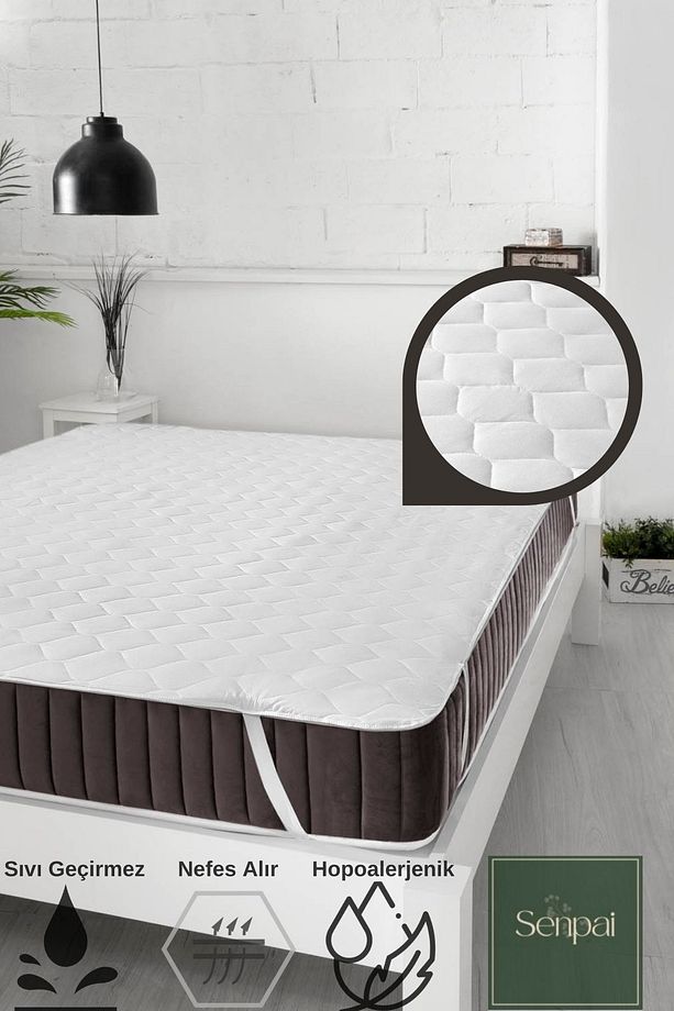 Kapitone-ped Microfiber %100 Sıvı Su Geçirmez Tek-çift Kişilik Köşe Lastikli Alez Yatak Koruyucu - 3