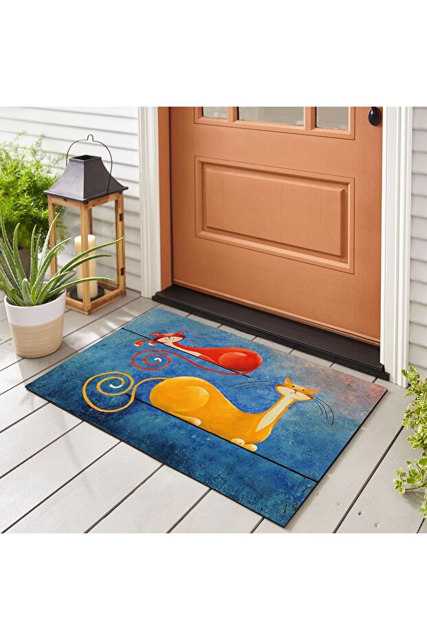 Imported Indoor Doormat, Cat Theme, 45*65 cm , Non-Slip Underlay, Suitable for Home Use.