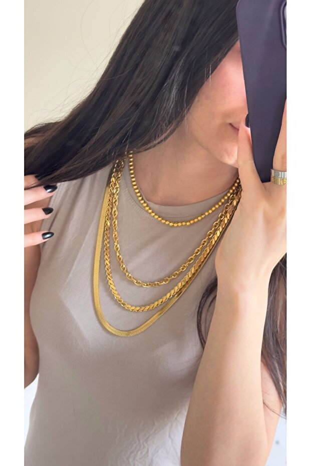 - Çelik Arpa Zincir Kolye - 4