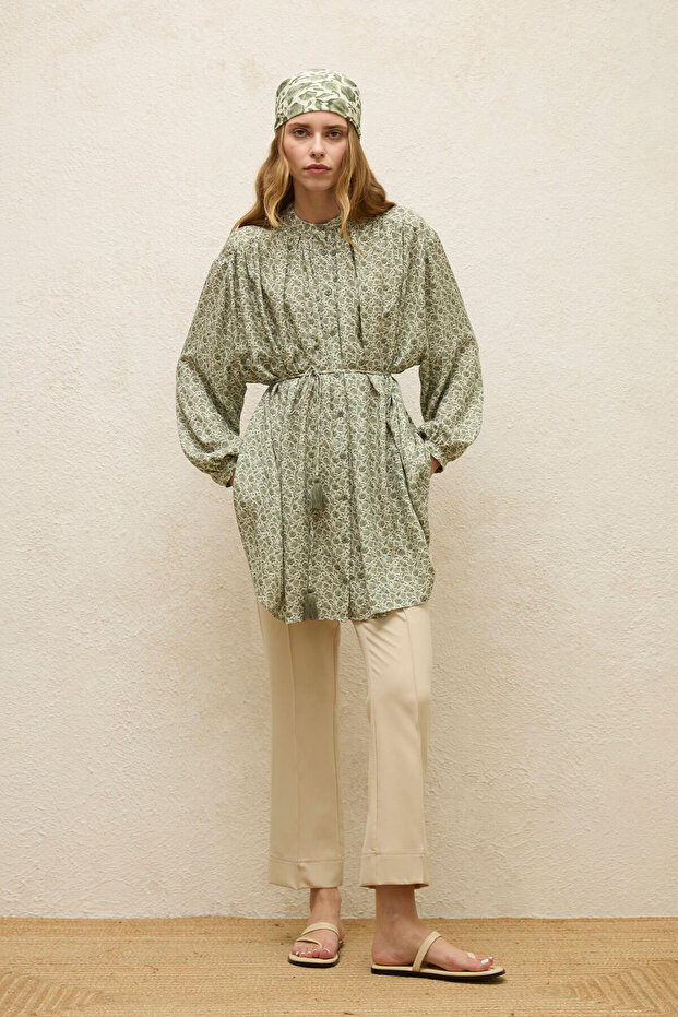 Rose Mint Patterned Viscose Tunic - 3