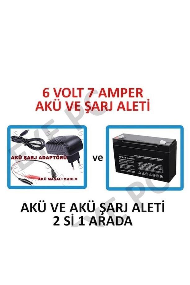 6 Volt 7 Amper Akülü Çocuk Oyuncak Araç Araba Traktör Jeep Uyumlu Akü Ve Şarj Adaptörü - 1