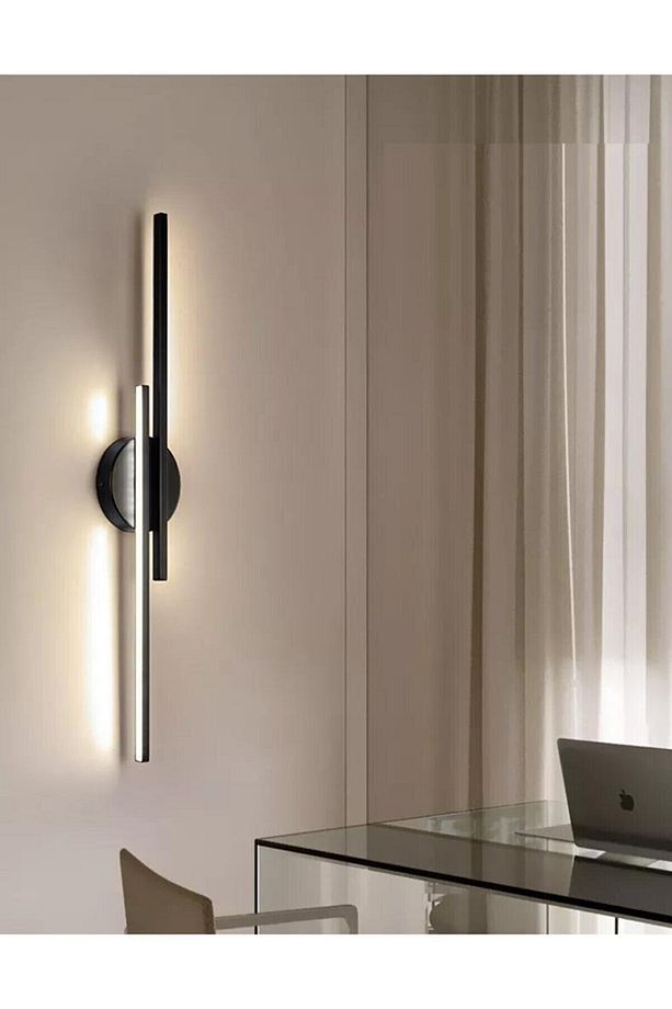 Asya Modern Tasarım Siyah Renk Gün Işığı Ledli Banyo - Mutfak - Salon Led Duvar 2 Li Aplik - 2