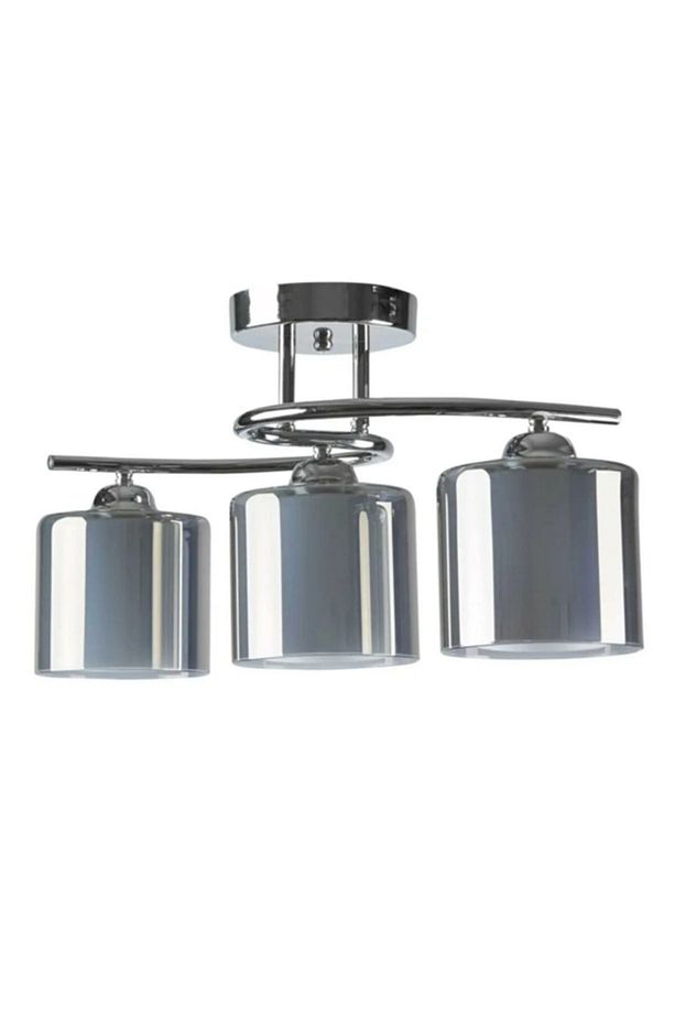 Fuji Modern Krom Renk Füme Çift Camlı Salon - Mutfak - Yatak Odası 3 Lü Avize - 1