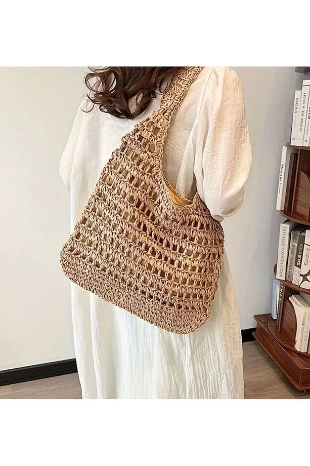 Hasır Boho Tote Çanta - Hasır - 3