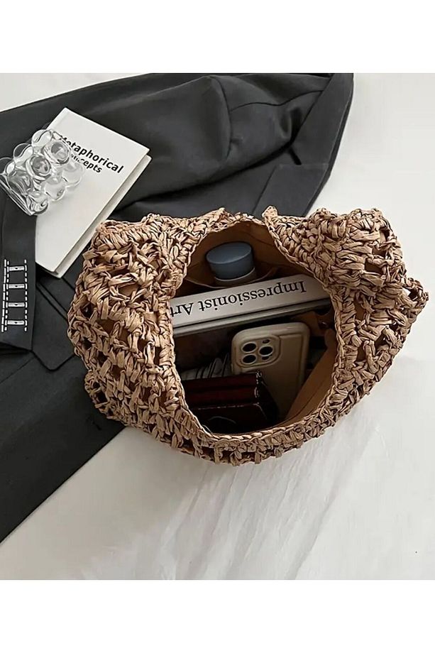 Hasır Boho Tote Çanta - Hasır - 4