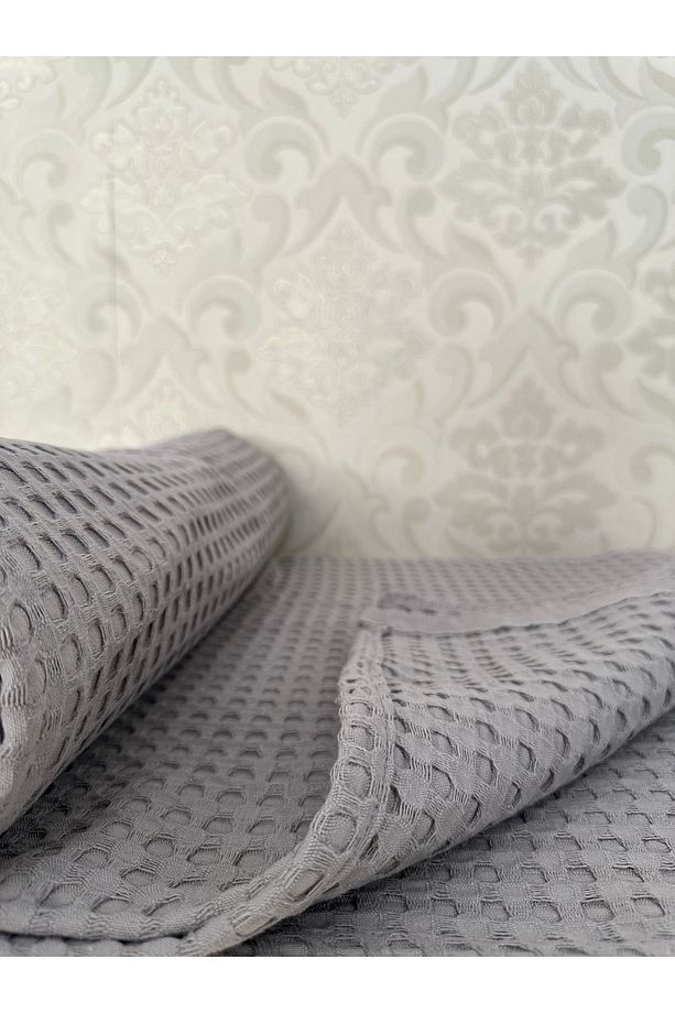 Premium %100 Pamuk Tek Kişilik Yazlık Pike, Yatak Örtüsü, Terletmez Kumaş(GRİ RENK) (160x240cm) - 2