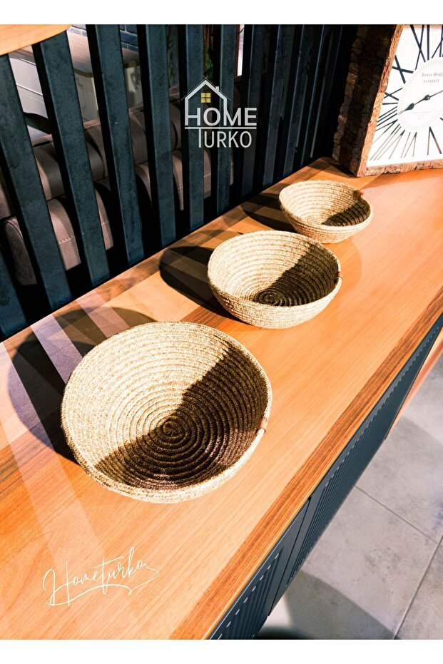 Jute Wicker Triple Organizer Set - 3