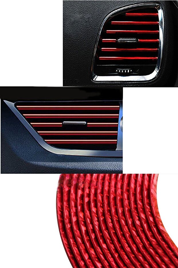Interior Air Conditioning Grille Air Outlet Decorative Strips Air Conditioning Strip Pearlescent Red