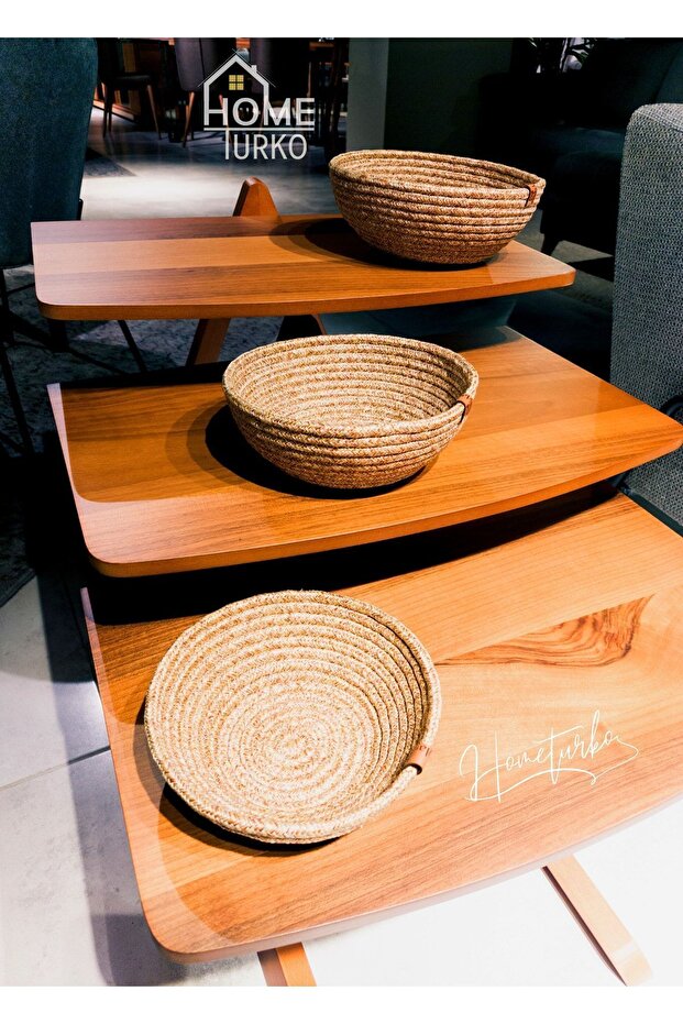 Jute Wicker Triple Organizer Set - 2
