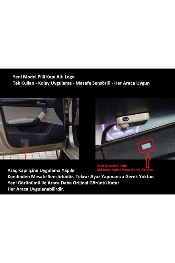 R Line Pilli Yapıştırmalı Karanlık Ve Mesafe Sensörlü Mıknatıssız Kapı Altı Led Logo (2 Adet) - 7
