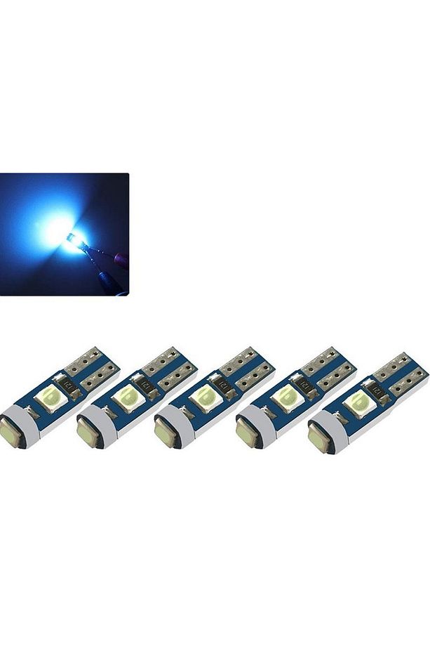 5 Adet Mavi T5 Led Kilometre Kadran Ambians Aydınlatma Ampulü - 1