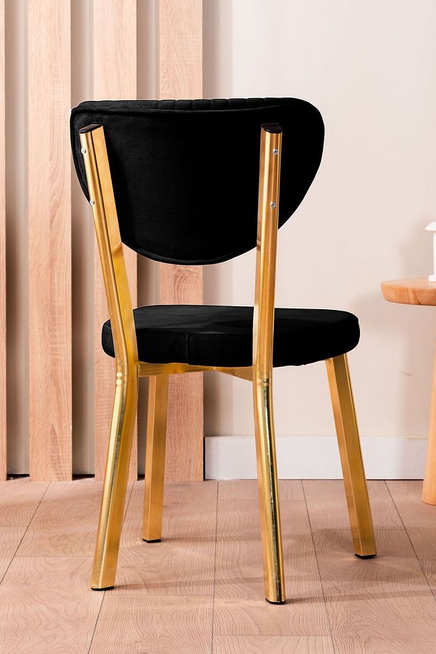 Kütük Desenli MDF Gold Elma Mutfak Masa Takımı 4 Sandalyeli Salon Yemek Masa Takımı - 4