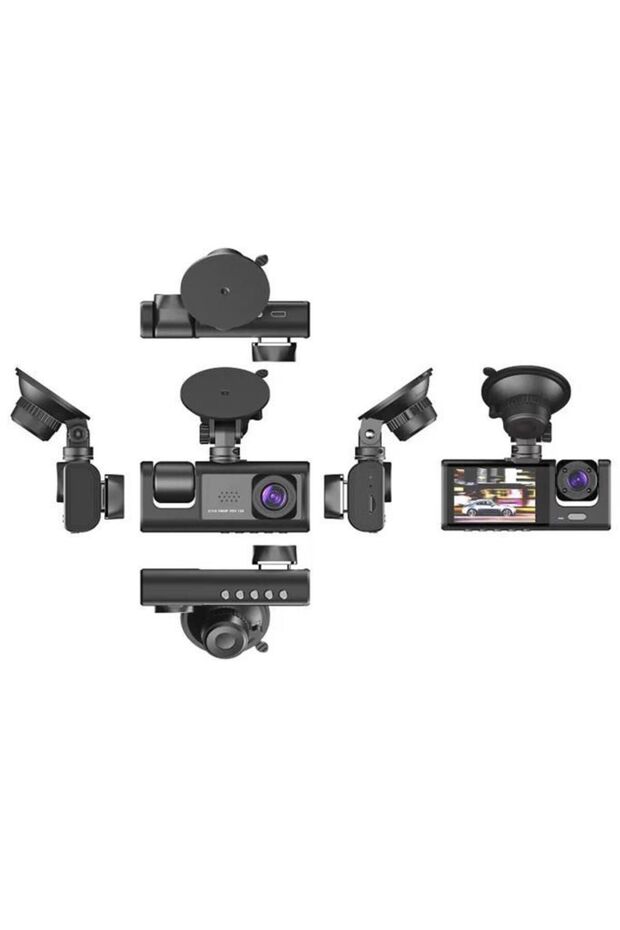 TA-01 Siyah 1080p Araç içi 3 Kameralı Lcd Ekranlı Gece Görüşlü , G-sensör , Geri Görüş Kamera - 2