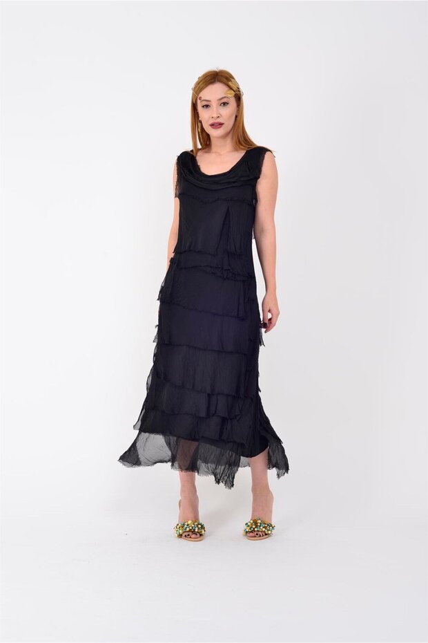 2031 Kat Kat Ipek Elbise - 1