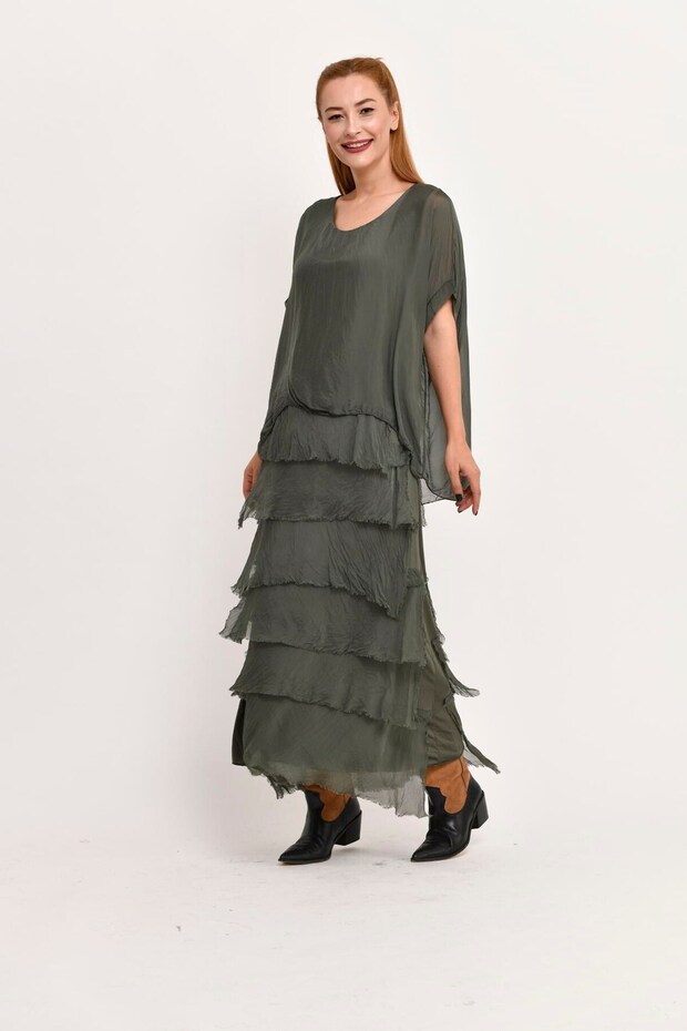 2388 Kat Kat Ipek Elbise - 5