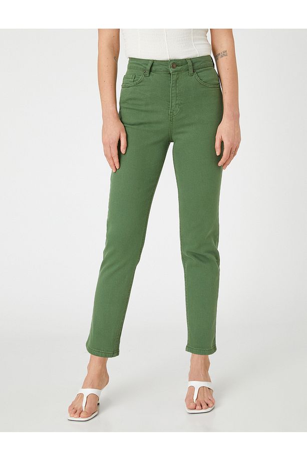 Yüksek Bel Kot Pantolon Hafif Dar Paça - 3